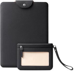 Comfyable Genuine Leather Laptop Sleeve 13 Inch with Accessory Pouch, Precisely Compatible with MacBook Pro 13-in M2 M1& MacBook Air 13-in M3 M2 M1 2024, Black