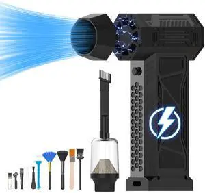 Compressed Air Duster for Deep Cleaning 150000RPM Electric Cleaner Kit with 5 Gear Adjustable, Cordless Rechargeable Jet Dryer Blower Dust Blower & Mini Vacuum & Inflating for Computer Car and Home