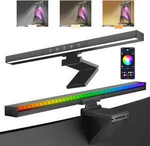 Display Light bar with APP Bluetooth, RGB Display Light bar, Adjustable Color Temperature, stepless dimming, Screen Glare Free Desk lamp Suitable for Home Office and Gaming
