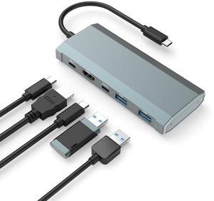 Isheep USB c multiport hub Adapter,with m.2 sata/nvme ssd Enclosure,100w PD,Dual USB A 3.0 and USB C,4K 60Hz HDMI -KH1001