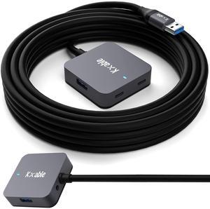 Upgrade Multi-Port Cable (15FT), Expander with 4-Port Hub (2 USB-A + 2 USB-C) - USB 3.0 Extension Type-A & C, Y Splitter longue