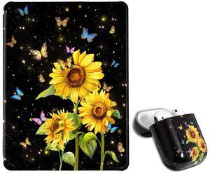 iPad 10.9 Case with 360 Degree Rotating Horizontal & Vertical for iPad Air 5th/4th Generation Case/iPad Pro 11 inch Case 1St/2Nd/3Nd + Airpod Case Compatible with AirPods 2&1 Generation Sunflower Bu