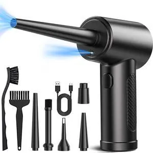 Compressed Air Duster, 3 Gear to 51000RPM Cordless Electric Air Duster, 6000mAh Rechargeable Air Blower with LED Light for Laptop Computer Keyboard Cleaning Pet Hair Replaces Compressed Air Can (68W)