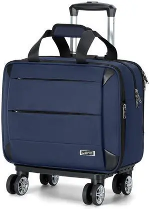Lekebobor Rolling Laptop Bag - Rolling Laptop Briefcase on Wheels for Women/Men Fits Up to 15.6Inch Rolling computer Bags Water Resistant for Travel Work and Business (Blue)
