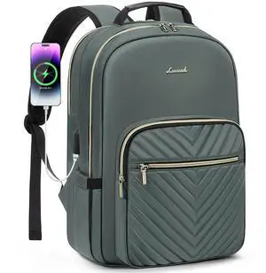 LOVEVOOK Laptop Backpack for Women 15.6 inch,Cute Womens Travel Backpack Purse,Professional Laptop Computer Bag,Waterproof Work Business College Teacher Bag Carry on Backpack with USB Port,Grass Green