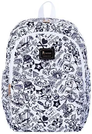 Tokidoki Unicorno Backpack Cute Travel Laptop Backpack for Women Casual Bookbags Lightweight Cloth Canvas Backpack School Bag Daypack Handbag (Black & White)