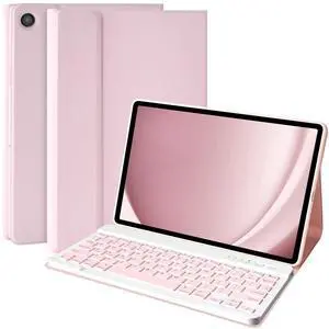 Keyboard Case for Samsung Galaxy Tab A9 Plus/A9+ 5G 11 Inch 2023, Samsung A9 Plus Tablet Case with Detachable Wireless Bluetooth Keyboard (SM-X210/X216/X218) - Pink