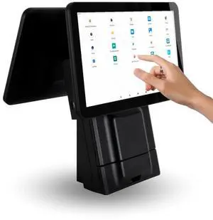 All in One Point of Sale M9 with 15.6'' Dual Touch Screen. OS Android 11. Touch Pos with 58mm Thermal Printer for Receipts, Powerful Configuration Wi-fi, 4GB RAM and 64GB ROM. (Black)