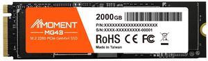 MMOMENT MG43 2000GB (2TB) M.2 2280 PCIe Gen4 NVMe 1.4 Internal SSD, Solid State Drive, Read Speed Up to 4800MB/s Storage for PC, Laptops, Gaming