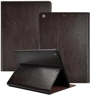 NANRUIL for Ipad Case 10.2-inch 9th/8th/7th Gen 2021/2020/2019 Genuine Leather Cover Protective Shell,Auto Wake/Sleep.Dark Brown