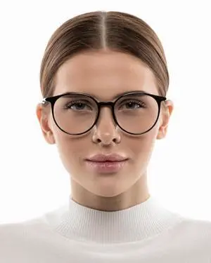 Optik U Blue Light Blocking Glasses for Women Round Frame (Black)