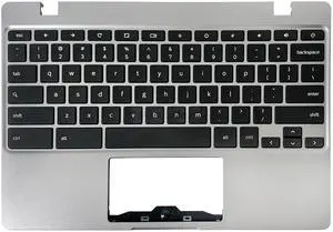Rinbers Laptop Palmrest Upper Case Top Cover with US Keyboard Assembly Replacement for Samsung Chromebook 4 XE310XBA XE310XBA-K02 BA98-01976A BA61-03989A - Silver