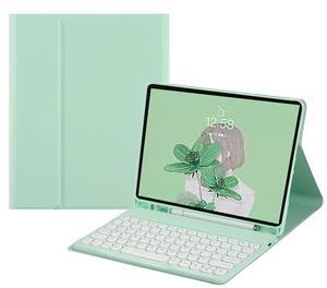 HENGHUI Keyboard Case for Galaxy Tab A7 10.4" 2020 SM-T500/T505/T507 Cute Round Key Color Keyboard Wireless Detachable BT Keyboard Cover with S Pen Holder (MintGreen)
