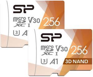 Silicon Power 2-Pack 256GB Micro SD Card U3 Nintendo-Switch Compatible, SDXC microsdxc High Speed MicroSD Memory Card with Adapter