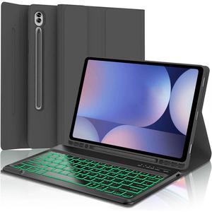 Keyboard Case for Samsung Galaxy Tab S10+ Plus/ S9 Plus/S9 FE+/ S9+/ S8+ Plus/S7+ Plus/S7 FE 12.4 Inch with S Pen Holder, Backlit Smart Bluetooth Keyboard case Cover (Black)