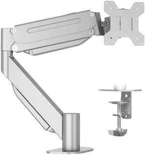 Suptek Single Monitor Mount, Ultrawide Monitor Arm Mount Single Desk Mount Fit for 43 inches Screen, 28.6 lbs,Pneumatic Height,C-Clamp and Grommet Desk Mount,Silver(MD71MS)