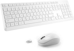 Wireless Keyboard and Mouse Combo for Windows, 2.4G Full-Sized External Cordless Computer Keyboard Mouse Combo for Laptop PC Desktop Chrome Mac, Number Pad 1600 DPI Silent Mouse USB Receiver (White)