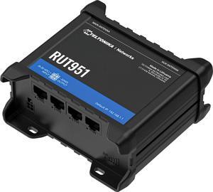 Teltonika RUT951200000 Model RUT951 Industrial Cellular Router; Aluminium Housing; 4G LTE (Cat 4), 3G, 2G Connectivity; Global Version; Dual SIM; WAN Failover; Wireless Access Point
