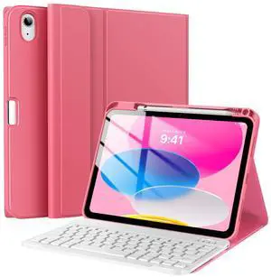 TiMOVO Keyboard Case for iPad (A16) 11th Generation 11 Inch 2025/iPad 10th Generation 10.9 Inch 2022, Wireless Detachable Keyboard Cover with Pencil Holder, Multi-Angle Keyboard Folio, Watermelon Red