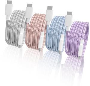 4 Pack 100W USB C to USB C Cable - Fast Charging Cable for iPhone 15 Pro Max/Plus Samsung S23 iPad Pro iPad Air/Mini MacBook Pro/Air (5A PD 6.6Ft Nylon Cord)