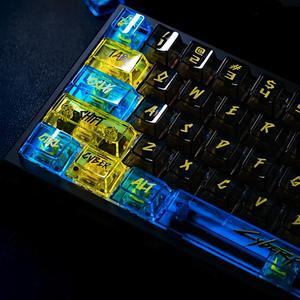ULTRAEQUIP Clear Keycaps Transparent keycaps Cyberpunk Clear keycaps 75 Percent Shine Through Keycaps 172 Keys Cherry Profile Green and Black Keycaps for MX switches Mechanical Keyboard KeyCap
