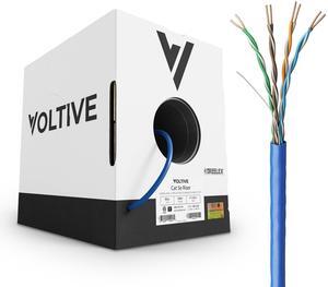 Voltive Cat5e Riser (CMR), 500ft, Blue - Solid Bare Copper Bulk Ethernet Cable - UTP - 350MHz - UL Certified & ETL Verified