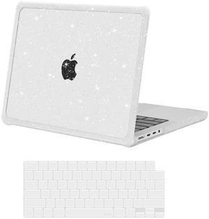 MOSISO Compatible with MacBook Pro 14 inch Case 2025-2021 M4 M3 M2 M1 A3112 A3185 A3401 A2918 A2992 A2779 A2442, Anti-Cracking Heavy Duty Glitter Hard Shell with TPU Bumper&Keyboard Cover, Transparent