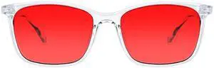 TIJN Sleep Glasses for 99.9% Blue Green Light Blocking Dual AR Coatings Red Lens for Computer Gaming Reduce Eyestrain, TR90, Clear