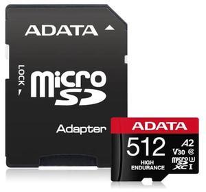 ADATA High Endurance 512GB UHS-I U3 V30 A2 Class 10 Micro SDXC Memory Card (AUSDX512GUI3V30SHA2-RA1)