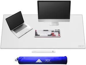 Cacoy Leather Desk Mat, 51" x 24" Office Desktop Protector Mat, PU Leather Office Computer Desk Pad Blotters, Large Gaming Keyboard Mouse Pad XXL (White)