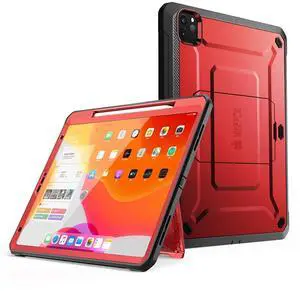 SUPCASE for iPad Pro 12.9 Inch 4th generation 2020 Case with Built-in Screen Protector & Stand(Unicorn Beetle Pro), [Military-Grade Protection] [Apple Pencil Holder] Full-Body Rugged Cover, Red