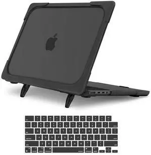 MOSISO Compatible with MacBook Pro 14 inch Case 2025-2021 M5 M4 M3 M2 M1 A3434 A3112 A3185 A3401 A2918 A2992 A2779 A2442, Heavy Duty Shockproof Hard Shell with Fold Kickstand&Keyboard Cover, Black