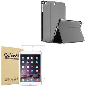 ProCase iPad Mini Case for iPad Mini 5 2019/ Mini 4, Mini 1 2 3 -Grey Bundle with iPad Mini 1 2 3 Screen Protectors, Tempered Glass Screen Film Guard Screen Protector
