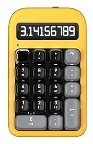 AZIO IZO Wireless Mechanical Calculator & Number Pad (Yellow/Dark Bronze) - Bluetooth 5.0 & USB, Gateron-Red Mechanical Switch, 9 Backlight Modes, Rechargeable, PC & Mac, Golden Iris (IN412)