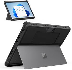 MoKo Case Fits Microsoft Surface Pro 8 13" Touchscreen 2021 Release Tablet, All-in-One Protective Rugged Cover Case with Hand Strap, Compatible with Type Cover Keyboard, Black