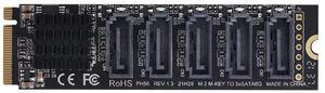xiwai NGFF NVME M-Key PCI Express to SATA 3.0 6Gbps 5 Ports Adapter Converter Hard Drive Extension Card JMB585 2280
