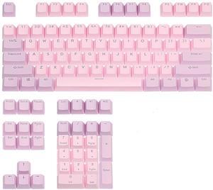 Happy Balls Backlit Keycaps PBT Cherry MX Keycap Set Doubleshot OEM Profile for US Layout 61 68 75 84 87 96 98 104 108 MX Switches Mechanical Keyboard (Pink Purple Kit)
