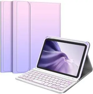 FINTIE Keyboard Case for iPad mini (A17 Pro) 7th Generation 2024 / iPad mini 6th Gen 8.3 Inch, Soft TPU Back Cover with Magnetically Detachable Wireless Bluetooth Keyboard, Backlight/Fantasy Ombre