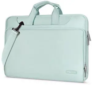 MOSISO 360 Protective Laptop Shoulder Bag Compatible with MacBook Air 13 inch M4 M3 M2 M1 2025-2018/Pro M2 M1 2025-2016,Matching Color Sleeve with Belt, Mint Green