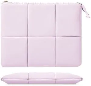 MoKo 9-11 Inch Puffy Tablet Sleeve Bag Fit with New iPad Air/Pro 11 inch, iPad 10th Gen 10.9, iPad Pro 11, iPad Air 4/5th Gen 10.9, Built-in Elastic Band, PU Leather Carrying Case, Light Pink Purple