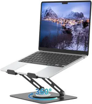 ALASHI Laptop Stand for Desk with 360 Rotating Base, Multi-Angle Adjustable Laptop Stands, Foldable Laptop Riser Compatible with 10 to 15.6 Inches PC Computer, Black