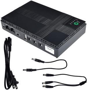HQRP Mini UPS Battery Backup for Wifi Router 18W, Built-in 10400mAh Rechargeable Surge Protector with POE, Output USB 5V DC 5V/9V/12V Portable Power bank for Modem, Security Camera, Smartphone, Tablet