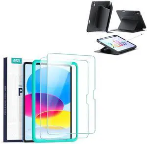 ESR 2 Pack Screen Protector for iPad 11th/10th Generation A16 (11/10.9 Inch, 2025/2022) + iPad (A16) 11th/10th Gen Case (2025/2022), Vertical Stand Cover