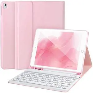 Keyboard Case for iPad 9/8/7th Gen 10.2'',Case with Keyboard ipad 10.2 inch,Keyboard for iPad 9th Gen,Detachable Bluetooth Keyboard for iPad 10.2,iPad Keyboard Case 9th Gen with Pencil Holder,Pink-W