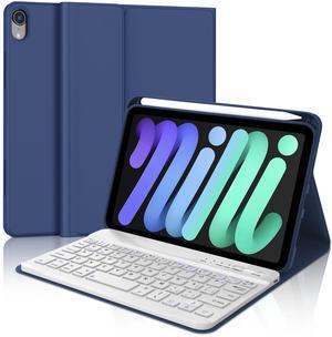 Keyboard Case for iPad Mini 7th (A17 Pro, 2024) & 6th (2021) 8.3-inch, Rechargeable, Detachable Bluetooth Keyboard, Slim Folio Protective Cover with Pencil Holder for iPad Mini 7th/6th Generation