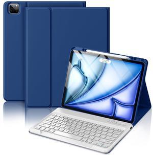 Keyboard Case for iPad Air 13 (M3, 2025/M2, 2024) & iPad Pro 12.9 inch 6th/5th/4th/3rd Generation - Rechargeable, Wireless Detachable Bluetooth Keyboard, Smart Folio Cover with Pencil Holder - Navy