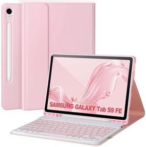 Keyboard Case for Samsung Galaxy Tab S9 FE 10.9"/ S9 11" 2023,Case with Keyboard for Samsung S9 FE with S Pen Holder,Detachable Wireless Bluetooth Keyboard for Galaxy S9 11" Auto Wake/Sleep, Pink