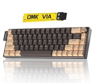 KG18 65% Compact Mechanical Keyboard - QMK/VIA Programmable, Hot-Swappable, Gasket Mount, Volume Knob, 32-bit ARM4 Chip, RGB Backlit (68 Keys, USB-C, Aluminum Frame) (Brown)