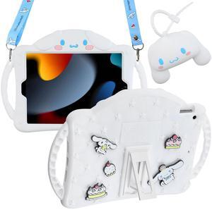 Beszeith for iPad 6th 5th Generation Case for iPad 9.7 Case 2018 2017 with Shoulder Straps, Wallet, Cute Soft Silicone Tablet Protective Cover Kids Girls for iPad Pro 2016/iPad Air 2th 9.7''-White