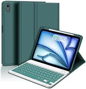 BETTDOW for iPad Air 6 11 inch 2025 M3/2024 M2 Keyboard Case,iPad Air 5th/4th 10.9 inch Gen 2022/2020-Detachable iPad Keyboard Case with Pencil Holder,Wireless Keyboard for iPad 10.9" & 11"-Dark Green